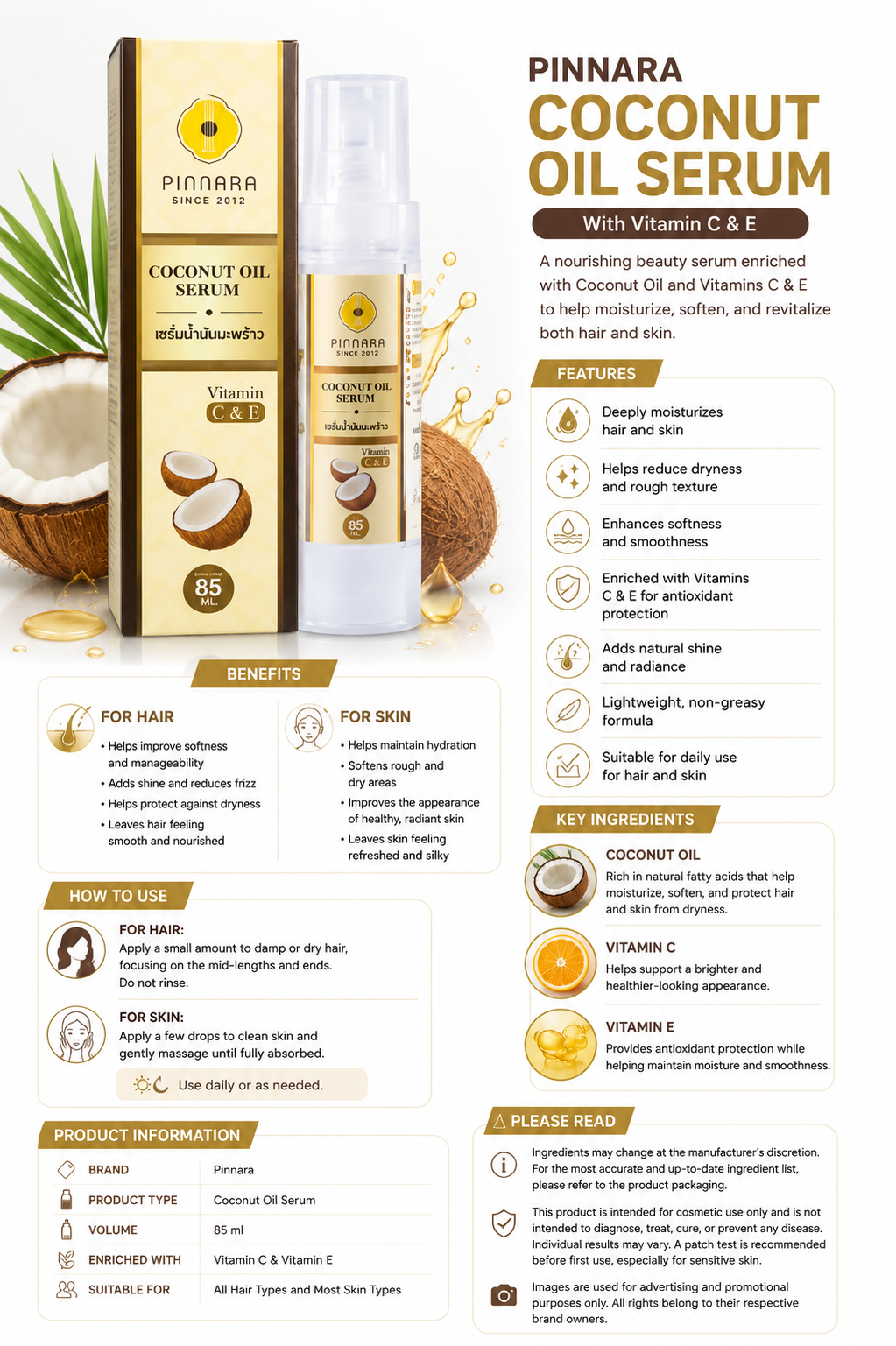 Pinnara Coconut Oil Serum 85 ml